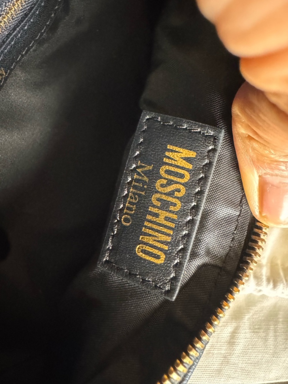 Moschino Black Quilted Leather Crossbody with Gold Logo Chain - Picture 14 of 15
